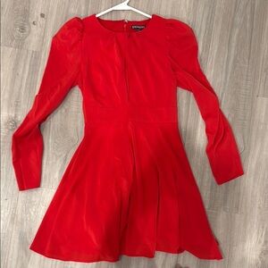 Express Red Ribbed Fit and Flare Dress for Prom